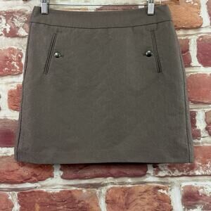 Ann Taylor Loft Skirt Women's 6P Taupe Brown Floral Jacquard Career Work Zip Up